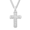 Thumbnail Image 1 of Previously Owned Men's Diamond Cross Necklace 1 ct tw Sterling Silver 22&quot;