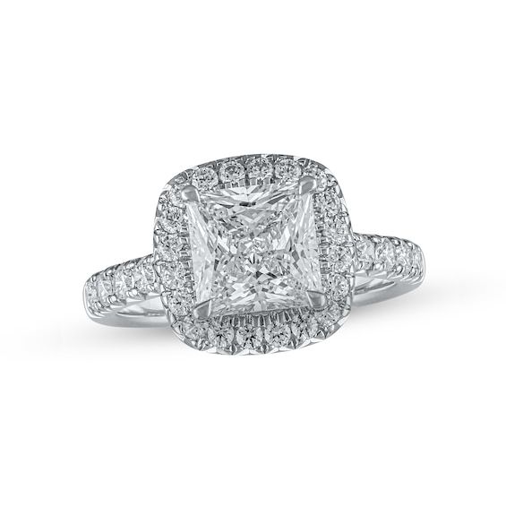 Previously Owned Lab-Grown Diamonds Princess-Cut Engagement Ring 2-3/4 ct tw 14K White Gold