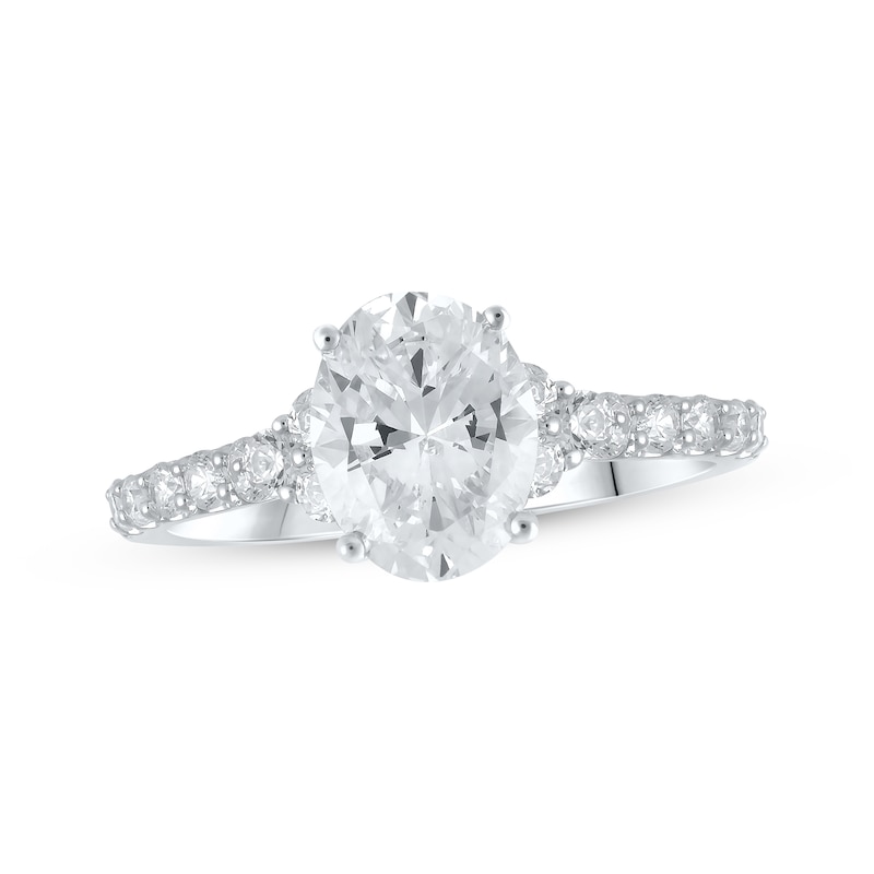 Main Image 1 of Previously Owned Lab-Grown Diamonds Diamond Oval-Cut Engagement Ring 2 ct tw 14K White Gold