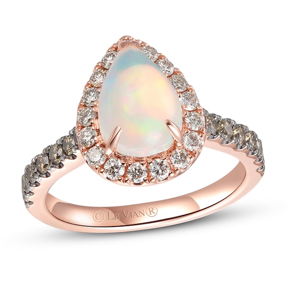 Previously Owned Le Vian Opal Ring 3/4 ct tw Diamonds Pear-shaped 14K Strawberry Gold