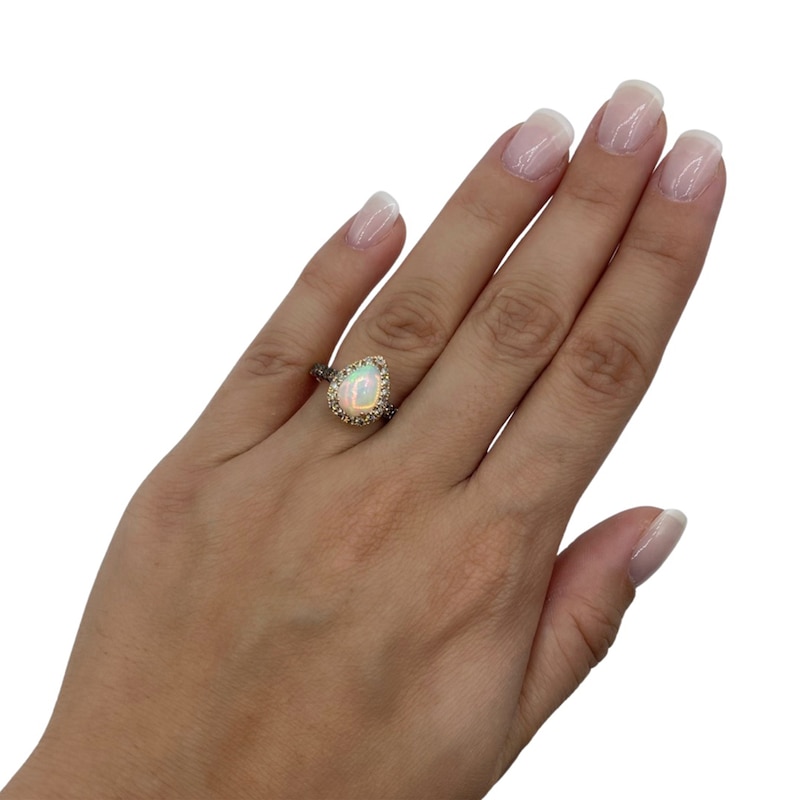 Main Image 2 of Previously Owned&nbsp;Le Vian Opal Ring 3/4 ct tw Diamonds Pear-shaped 14K Strawberry Gold