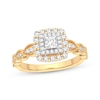 Thumbnail Image 1 of Previously Owned Vintage-Style Princess & Round-Cut Diamond Engagement Ring 1/2 ct tw 10K Yellow Gold