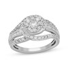 Thumbnail Image 1 of Previously Owned Round & Baguette-Cut Diamond Swirl Ring 1 ct tw 10K White Gold