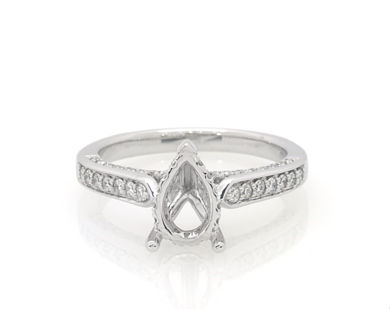 Main Image 1 of Previously Owned Diamond Engagement Ring Setting 1/2 ct tw Pear-shaped 14K White Gold
