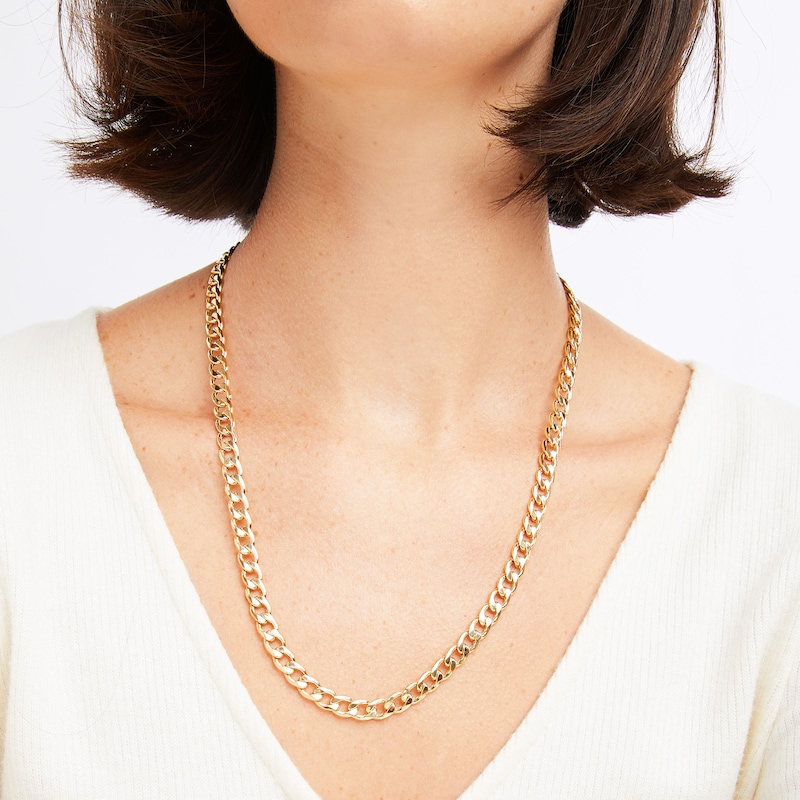 Main Image 3 of Previously Owned Curb Chain Necklace Hollow 14K Yellow Gold 22&quot;