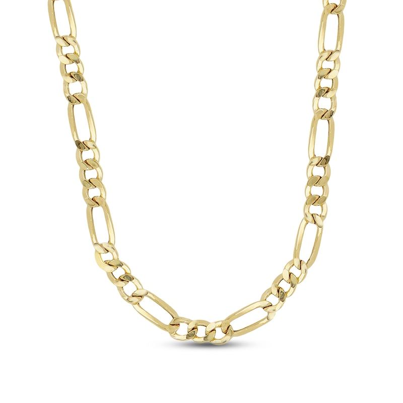 Main Image 1 of Previously Owned Figaro Chain Necklace Hollow 10K Yellow Gold 24"