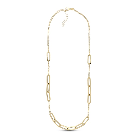 Previously Owned Paperclip Station Necklace 10K Yellow Gold 18"