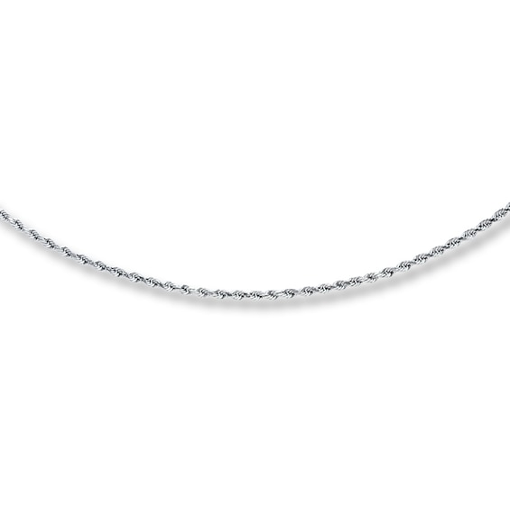 Previously Owned Rope Chain Necklace Semi-Solid 10K White Gold 24"