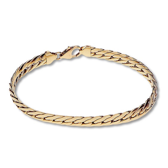 Previously Owned Herringbone Chain Bracelet Hollow 14K Yellow Gold 7.5"