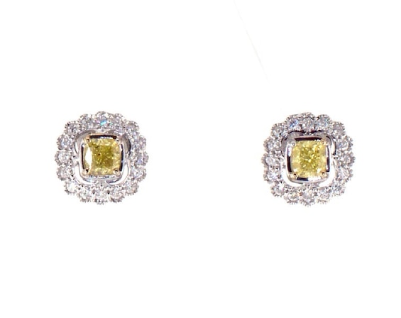 Previously Owned Le Vian Sunny Yellow Diamond Earrings 5/8 ct tw 14K Two-Tone Gold
