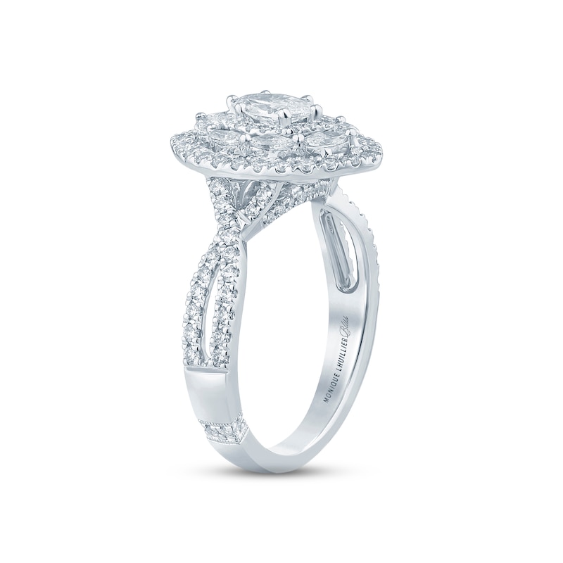 Main Image 2 of Previously Owned Monique Lhuillier Bliss Diamond Engagement Ring 1-1/5 ct tw Marquise & Round-cut 18K White Gold