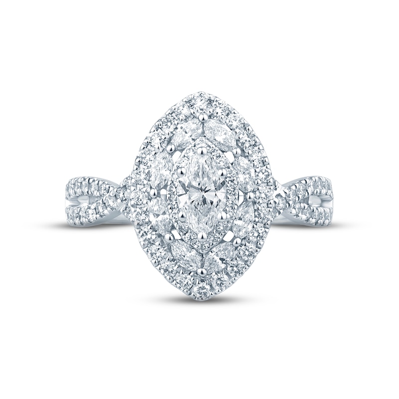 Main Image 3 of Previously Owned Monique Lhuillier Bliss Diamond Engagement Ring 1-1/5 ct tw Marquise & Round-cut 18K White Gold