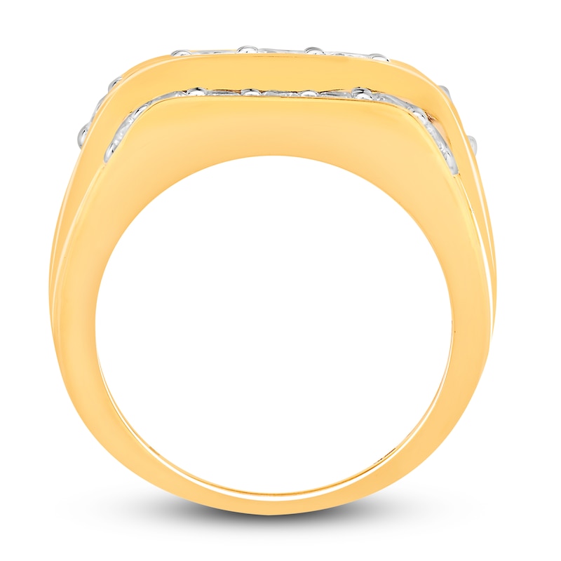 Main Image 3 of Previously Owned Men's Diamond Four-Row Ring 3 ct tw Round-cut 10K Yellow Gold