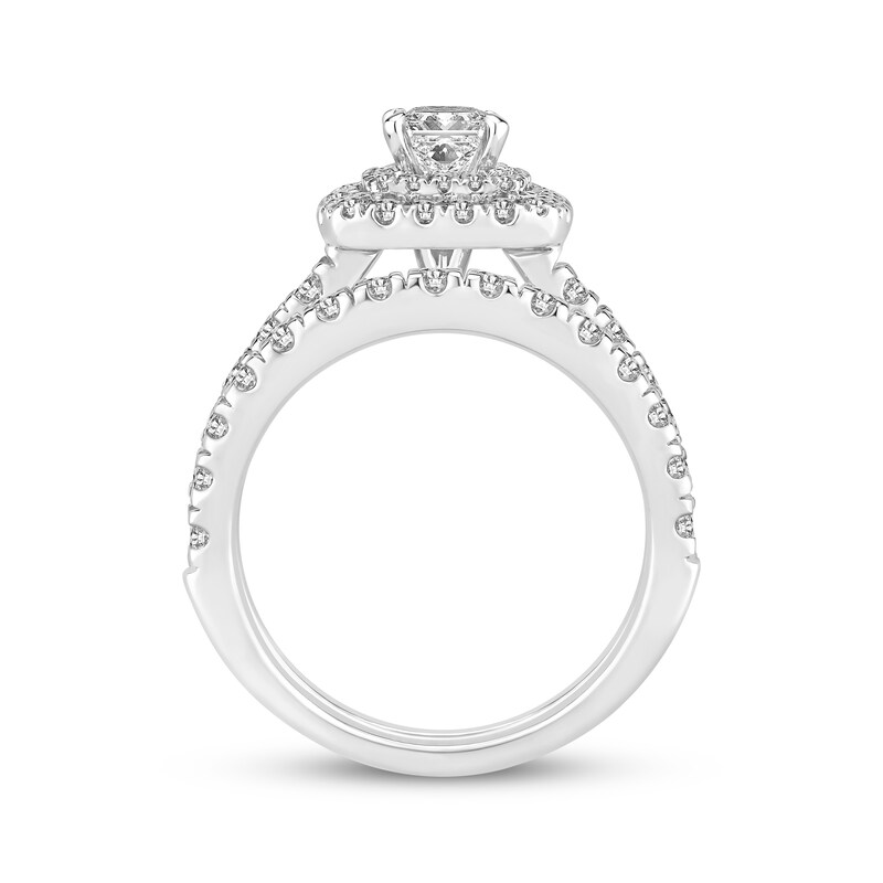 Main Image 3 of Previously Owned Diamond Bridal Set 1-5/8 ct tw Princess & Round-cut 14K White Gold