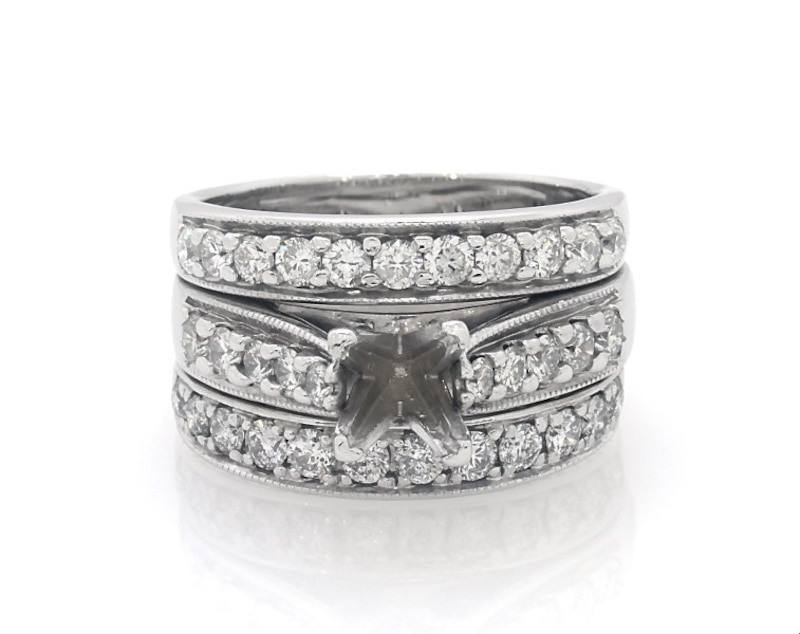 Main Image 1 of Previously Owned Diamond Bridal Setting 1-1/2 ct tw 14K White Gold Size 8.75
