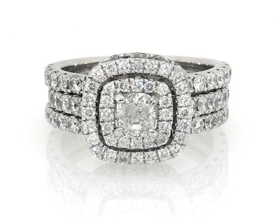 Previously Owned Neil Lane Cushion-Cut Diamond Halo Bridal Set 2 ct tw 14K White Gold Size 5.75