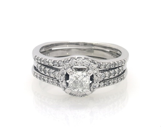 Previously Owned Princess-Cut Diamond Bridal Set 1 ct tw 14K White Gold Size 7.5