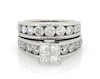 Thumbnail Image 1 of Previously Owned Princess-Cut Quad Diamond Bridal Set 2 7/8 ct tw 14K White Gold Size 6.5