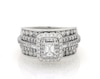 Thumbnail Image 1 of Previously Owned Emerald-Cut Diamond Halo Bridal Set 2 ct tw 14K White Gold Size 9
