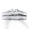 Thumbnail Image 1 of Previously Owned Diamond Bridal Set 1 ct tw Princess-cut 14K White Gold Size 7.25