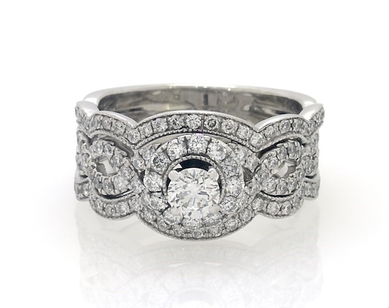 Previously Owned Neil Lane Round-Cut Diamond Bridal Set 1-5/8 ct tw 14K White Gold Size 6.5