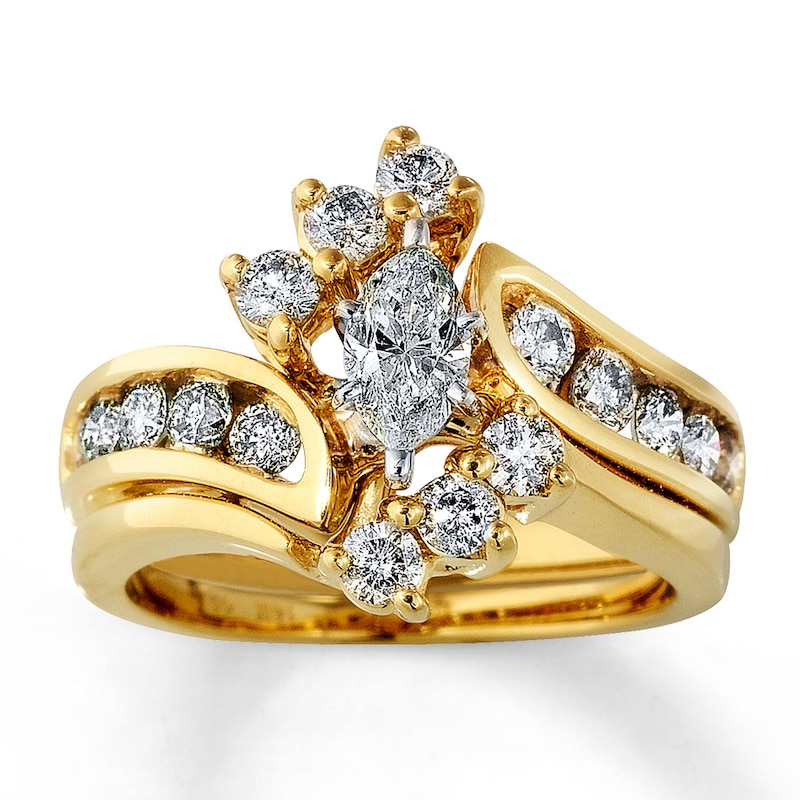 Main Image 1 of Previously Owned Marquise-Cut Diamond Bridal Set 1-1/2 ct tw 14K Yellow Gold Size 8.5