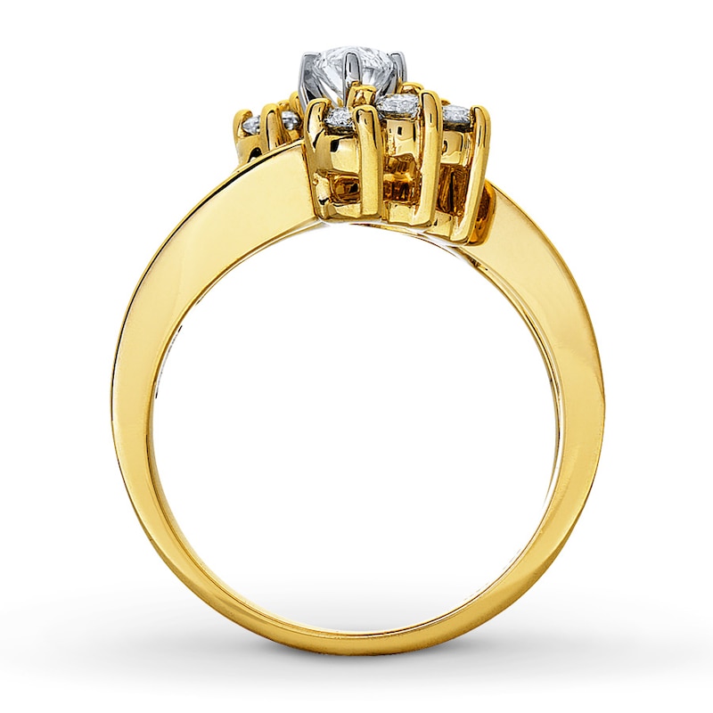 Main Image 2 of Previously Owned Marquise-Cut Diamond Bridal Set 1-1/2 ct tw 14K Yellow Gold Size 8.5