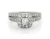 Thumbnail Image 1 of Previously Owned Princess-Cut Diamond Halo Bridal Set 1-1/3 ct tw 14K White Gold Size 9