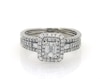 Thumbnail Image 1 of Previously Owned Emerald-Cut Diamond Double Halo Bridal Set 1-3/8 ct tw 14K White Gold Size 8