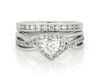 Thumbnail Image 1 of Previously Owned Heart-Shaped Diamond Halo Bridal Set 1 ct tw 14K & 10K White Gold Size 6