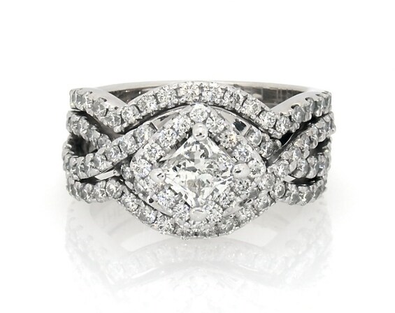 Previously Owned THE LEO Diamond Princess-Cut Bridal Set 1-1/2 ct tw 14K White Gold Size