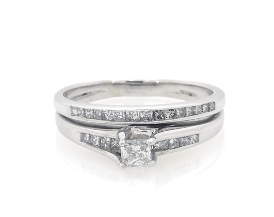 Previously Owned Princess-Cut Diamond Bridal Set 3/4 ct tw 14K White Gold Size 8.5