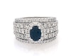 Thumbnail Image 1 of Previously Owned Oval-Cut Blue Sapphire & Diamond Bridal Set 2-1/5 ct tw 14K White Gold Size 8