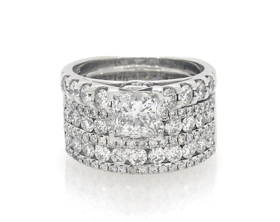 Previously Owned Princess-Cut Diamond Bridal Set 3 ct tw 14K White Gold Size 7.5