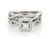 Thumbnail Image 1 of Previously Owned THE LEO Diamond Princess-Cut Halo Bridal Set 1 ct tw 14K White Gold Size 6