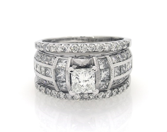 Previously Owned Princess-Cut Diamond Bridal Set 2-1/5 ct tw 14K White Gold Size 6.5