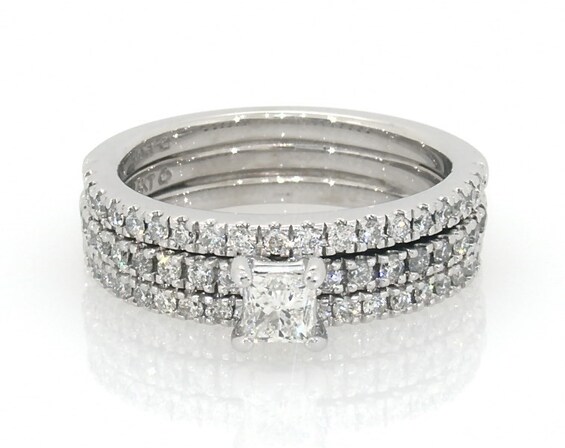 Previously Owned Princess-Cut Diamond Bridal Set 7/8 ct tw 14K White Gold Size 4.75
