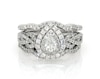 Thumbnail Image 1 of Previously Owned Neil Lane Pear-Shaped Diamond Double Halo Bridal Set 1-1/5 ct tw 14K White Gold & Platinum Size 6.25