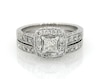 Thumbnail Image 1 of Previously Owned Princess-Cut Diamond Halo Bridal Set 1-1/5 ct tw 14K White Gold Size 6.5