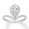 Thumbnail Image 1 of Previously Owned Diamond Engagement Ring 1-1/8 ct tw Pear/Round 14K White Gold