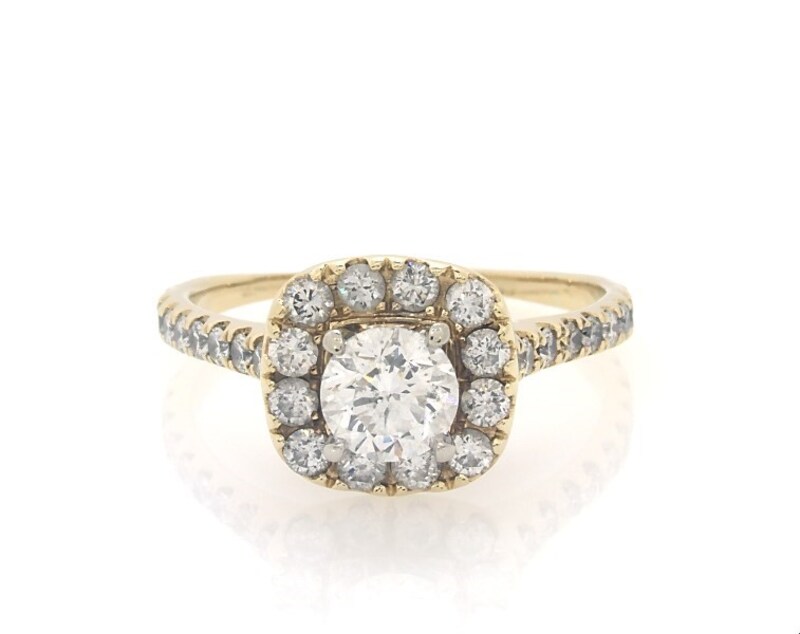 Main Image 1 of Previously Owned Neil Lane Diamond Halo Engagement Ring 1-1/2 ct tw 14K Yellow Gold Size 7