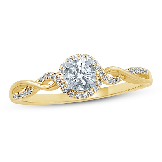 Previously Owned Round-Cut Diamond Twist Shank Engagement Ring 1/4 ct tw 10K Two-Tone Gold 5
