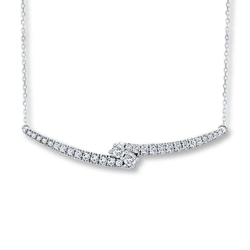 Main Image 1 of Previously Owned Ever Us Two-Stone Necklace 1 ct tw Diamonds 14K White Gold 19"