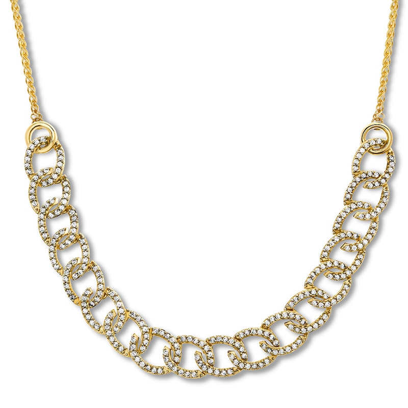 Main Image 1 of Previously Owned Diamond Link Bolo Necklace 1 ct tw 10K Yellow Gold 22"
