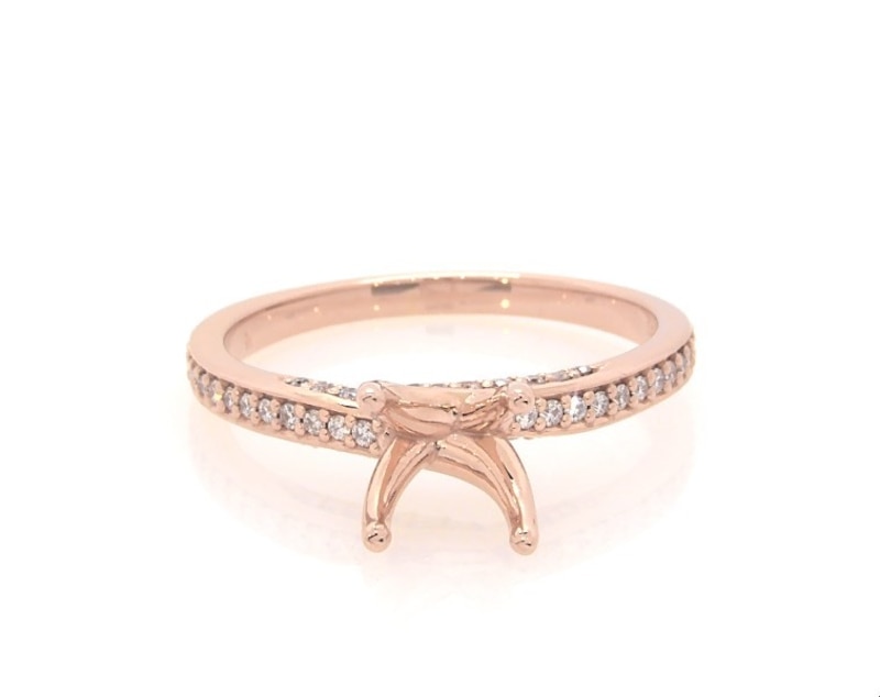 Main Image 1 of Previously Owned Neil Lane Diamond Halo Engagement Ring Setting 1/2 ct tw 14K Rose Gold Size 6.5