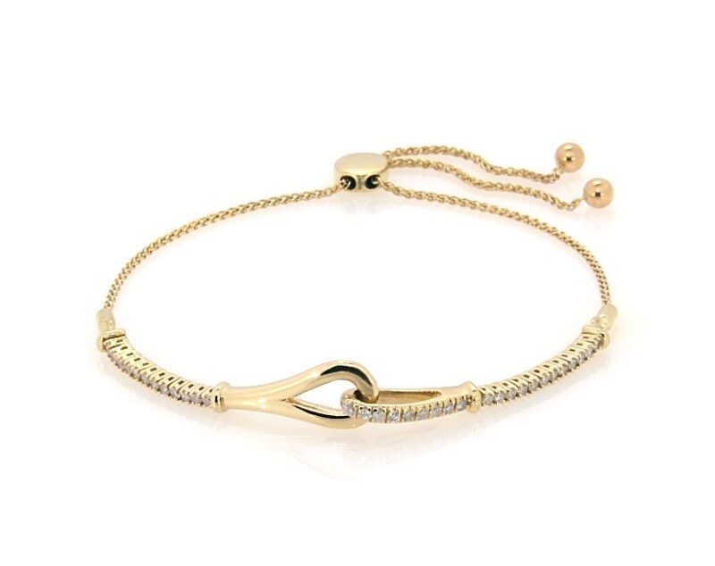 Main Image 1 of Previously Owned Love + Be Loved Diamond Bolo Bracelet 1/2 ct tw 10K Yellow Gold 9.5&quot;
