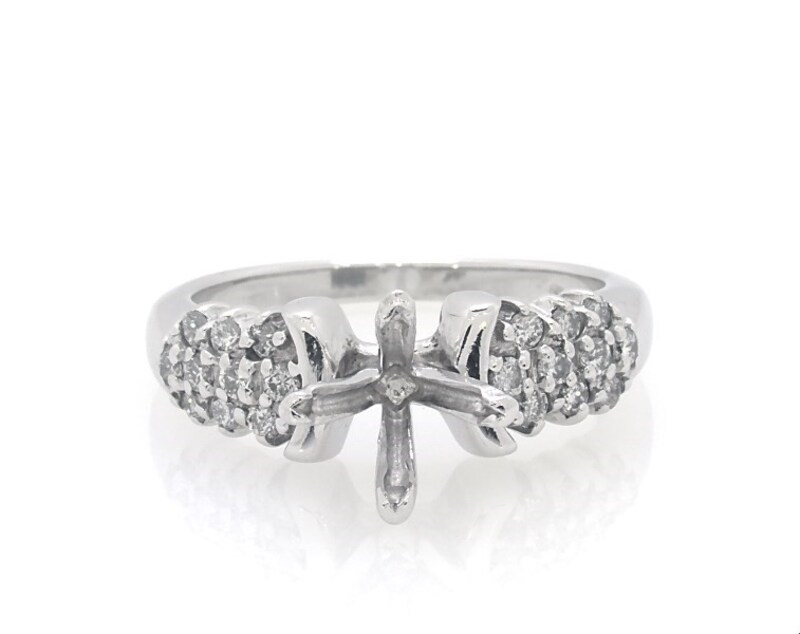 Main Image 1 of Previously Owned Diamond Engagement Ring Setting 3/8 ct tw 14K White Gold Size 7