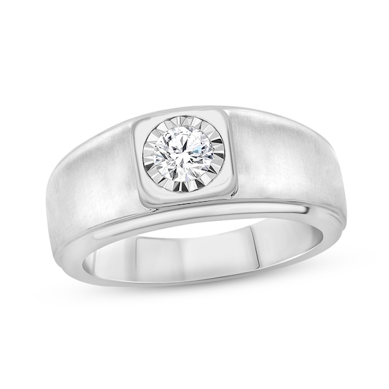Previously Owned Men's Diamond Wedding Band 1/2 ct tw Round-cut 10K White Gold