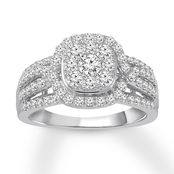 Previously Owned Diamond Engagement Ring 1 ct tw Round-cut 10K White Gold Size 7