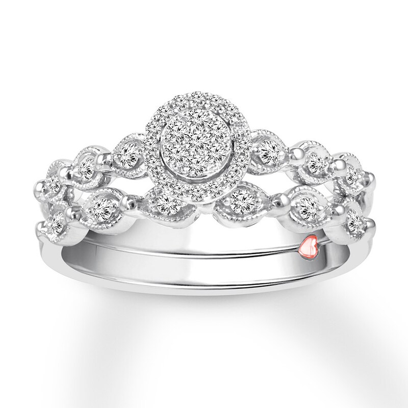 Main Image 1 of Previously Owned Diamond Bridal Set 1/4 ct tw Round-cut 10K White Gold